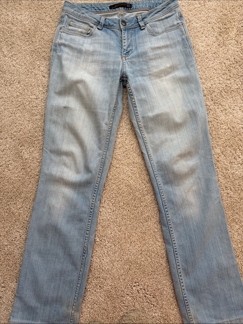 Zara Faded Light Blue Straight-Leg Jeans